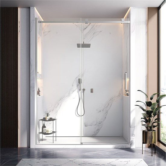 VECONI Душевая дверь раздвижная Vianno VN-75, 1800x2000, хром, стекло прозрачное VN75-180-01-C4