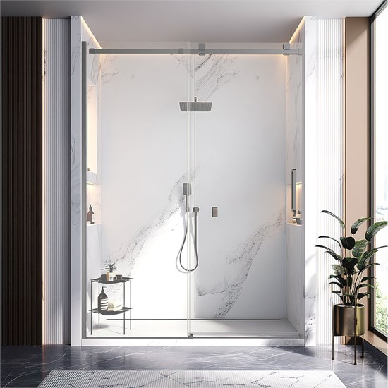 VECONI Душевая дверь раздвижная Vianno VN-75GR, 1200x2000, графит брашинг, стекло прозрачное VN75GR-120-01-C4