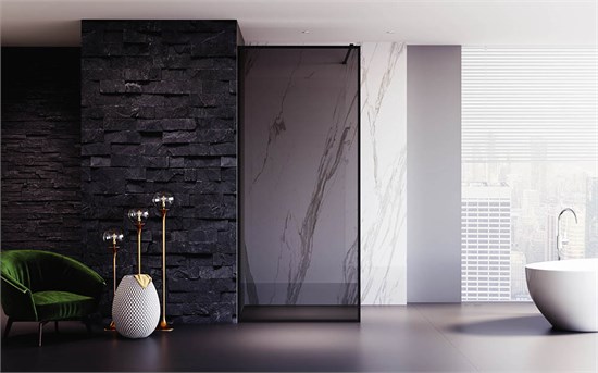 VECONI Душевая перегородка Korato KR-81BT, 800x2000, черный матовый, стекло тонированное KR81BT-80-05-C8