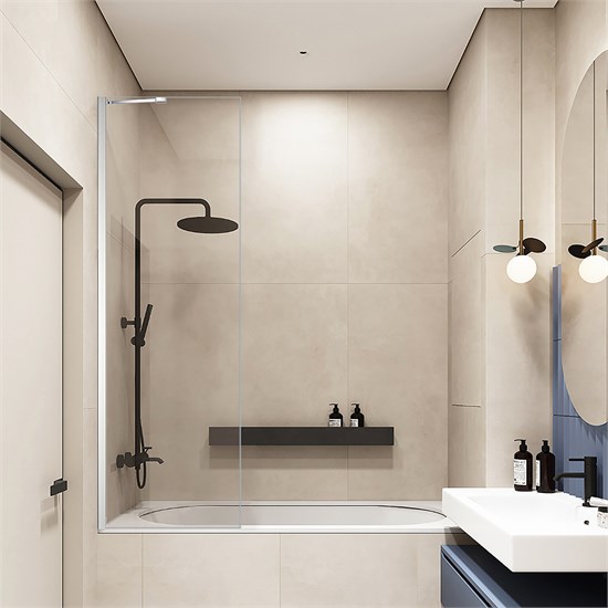 VECONI Шторка на ванну Palau PL-84, 800x1500, хром, стекло прозрачное PL84-80-01-C8