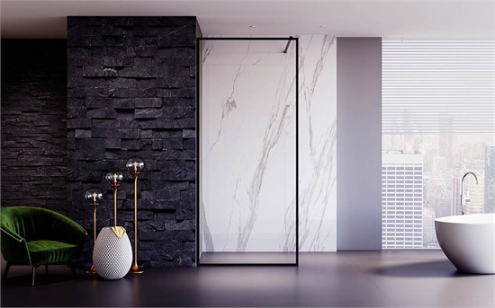 VECONI Душевая перегородка Korato KR-81B, 1000x2000, черный матовый, стекло прозрачное KR81B-100-01-C8