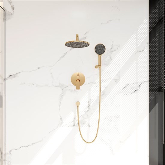 VECONI Встраиваемая душевая система TEORA, Золото брашинг TE-500-G-C4