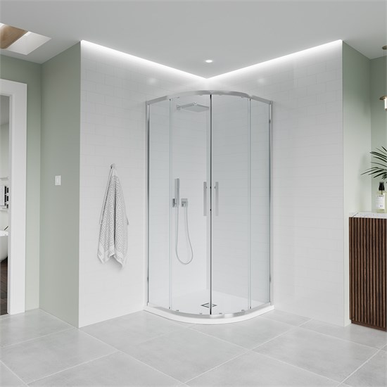 VECONI Душевой угол асимметричный, двери раздвижные  Evo 200 CH, 1000х900x1950, хром, прозрачное стекло E2-CH-10090-01-C9