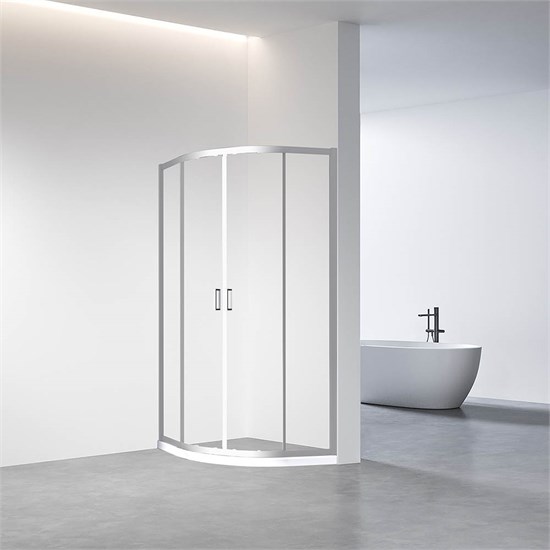 VECONI Душевой угол полукруглый, двери раздвижные Rovigo RV-01, 1000x1000x1950, хром, стекло прозрачное RV01-100-01-C7