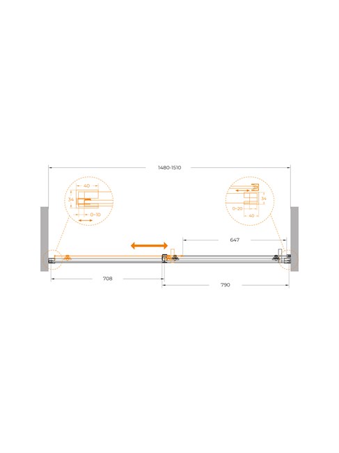 CEZARES Plane Душевая дверь в нишу раздвижная профиль - сатин / стекло - прозрачное, ширина 150 см PLANE-BF-1-150-C-IN