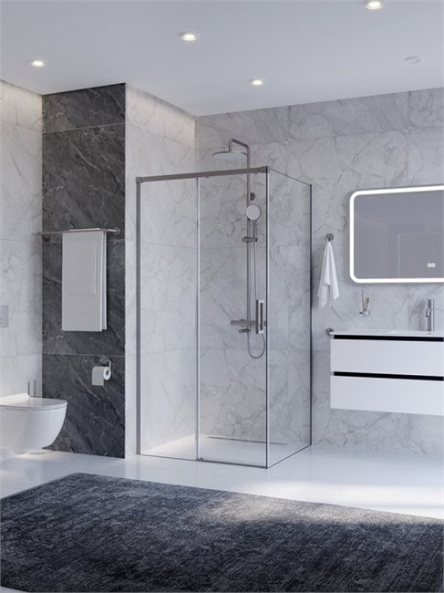 CEZARES Plane Душевой уголок прямоугольный двери раздвижные размер 120x90 см, профиль - сатин / стекло - прозрачное PLANE-AH-1-120/90-C-IN