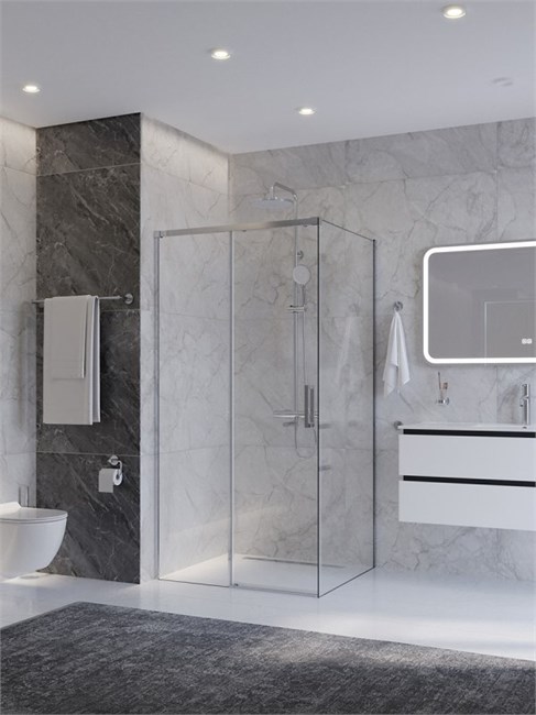 CEZARES Plane Душевой уголок прямоугольный двери раздвижные размер 150x100 см, профиль - хром / стекло - прозрачное PLANE-AH-1-150/100-C-CR