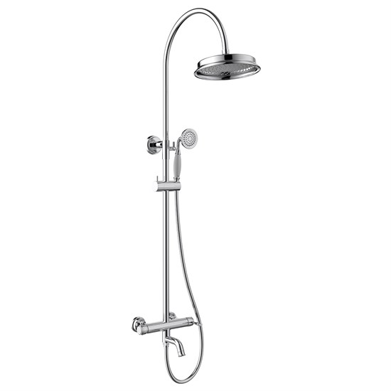 LEMARK Смеситель Pushkin LMF-8626B-C для ванны и душа с регулируемой высотой штанги и лейкой верхнего душа «Тропический дождь», хром LMF-8626B-C