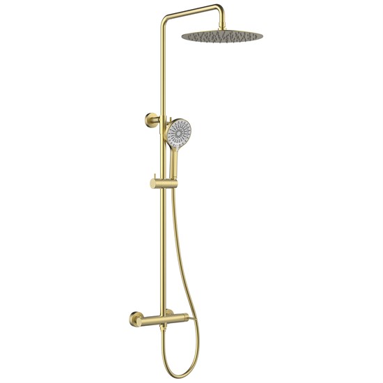 LEMARK Смеситель Beluga LMF-8025B-BRLG для душа с регулируемой высотой штанги и лейкой верхнего душа «Тропический дождь», золото LMF-8025B-BRLG
