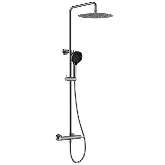 LEMARK Смеситель Beluga LMF-8025B-GM для душа с регулируемой высотой штанги и лейкой верхнего душа «Тропический дождь», графит LMF-8025B-GM