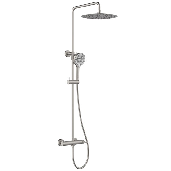 LEMARK Смеситель Beluga LMF-8025B-BN для душа с регулируемой высотой штанги и лейкой верхнего душа «Тропический дождь», никель LMF-8025B-BN