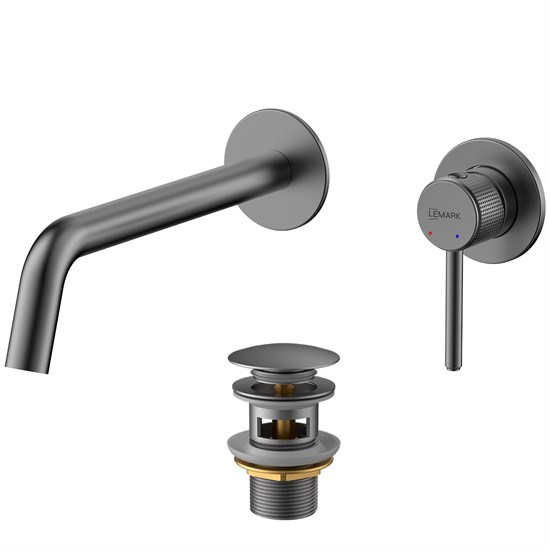 LEMARK Смеситель Beluga LMF-8033B-GM для раковины, встраиваемый, графит LMF-8033B-GM