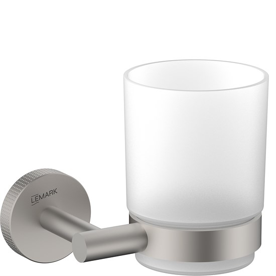 LEMARK Стакан для ванной BELUGA подвесной, сталь, стекло, брашированный никель LMA-8035S-BN
