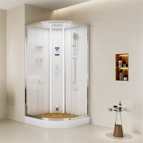 ESBANO Eso Premium Душевая кабина с паром полукруглая размер 100x100 см профиль - хром / стекло - прозрачное ESKOPA100CR-ST