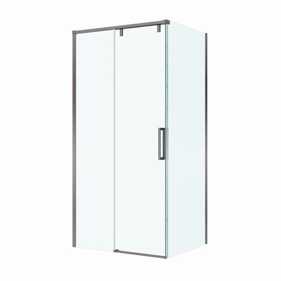 BELBAGNO Soft Close-1 Душевой уголок прямоугольный размер 100x90 см профиль - оружейная сталь / стекло - прозрачное, двери раздвижные SOFT_CLOSE-1-AH-1-100/90-C-GM