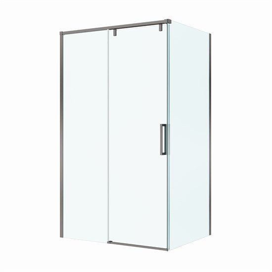 BELBAGNO Soft Close-1 Душевой уголок прямоугольный размер 110x100 см профиль - оружейная сталь / стекло - прозрачное, двери раздвижные SOFT_CLOSE-1-AH-1-110/100-C-GM