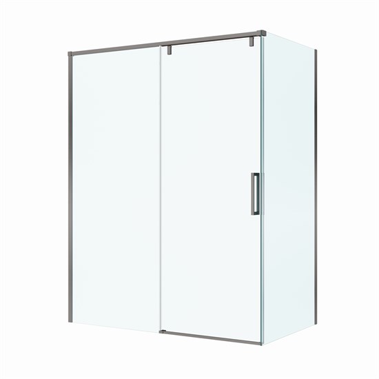 BELBAGNO Soft Close-1 Душевой уголок прямоугольный размер 160x80 см профиль - оружейная сталь / стекло - прозрачное, двери раздвижные SOFT_CLOSE-1-AH-1-160/80-C-GM