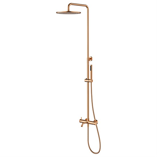 LEMARK Смеситель Зенит LMF-1626S-BRRGN для ванны и душа с регулируемой высотой штанги, монолитным изливом и верхней душевой лейкой «Тропический дождь» LMF-1626S-BRRGN