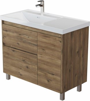 AQUANET Тумба с раковиной Nova Lite 2.0 90 L напольная цв. дуб рустикальный AQUANET-365925