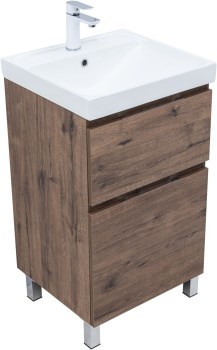 AQUANET Тумба с раковиной Алвита new 50 (Flash) напольная 2 ящ. цв.дуб веллингтон табак AQUANET-345684