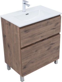AQUANET Тумба с раковиной Алвита new 70 (Flash) напольная 2 ящ. цв.дуб веллингтон табак AQUANET-345688