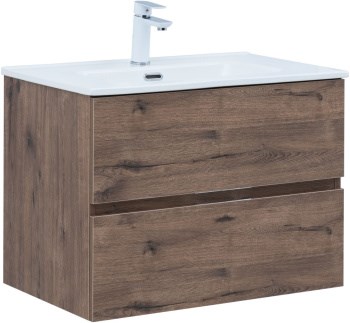 AQUANET Тумба с раковиной Алвита new 70 2 ящ. цв.дуб веллингтон табак AQUANET-335686