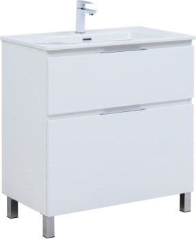 AQUANET Тумба с раковиной Алвита new 80 (Flat) напольная 2 ящ. цв. белый матовый AQUANET-345679