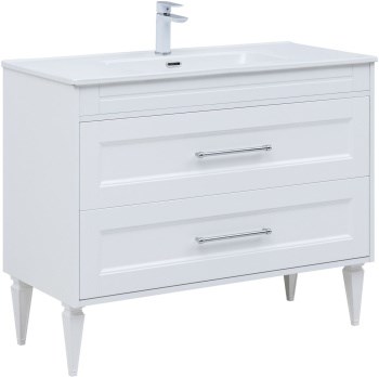 AQUANET Тумба с раковиной Бостон new 100 (Flat) цв.белый сатин AQUANET-345363