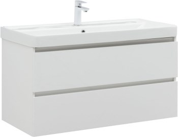 AQUANET Тумба с раковиной Вега 100 2 ящ. цв.белый глянец AQUANET-328002