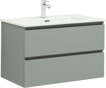 AQUANET Тумба с раковиной Вега 2.0 80 2 ящ. цв.мисти грин (раковина Flat) AQUANET-344769