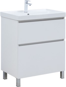 AQUANET Тумба с раковиной Вега 70 (Ирис) напольная 2 ящ. цв. белый глянец AQUANET-345376