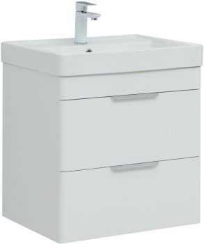 AQUANET Тумба с раковиной Ирис new 120 L подвесная 2 ящ. цв. белый глянец AQUANET-332258