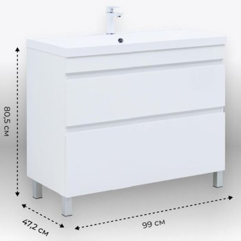 AQUANET Тумба с раковиной Нота New 100 белый глянец AQUANET-345805