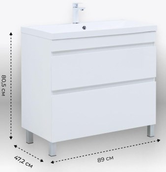 AQUANET Тумба с раковиной Нота New 90 белый глянец AQUANET-345802