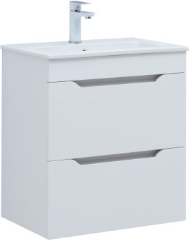 AQUANET Тумба с раковиной Практика 60 2 ящ. цв.белый глянец AQUANET-354886