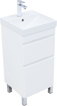 AQUANET Тумба с раковиной Слим 40 напольная 2 ящ. цв.белый сатин AQUANET-348174