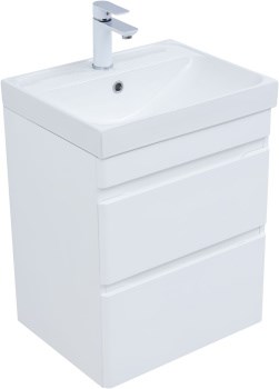 AQUANET Тумба с раковиной Слим 50 2 ящ. цв.белый сатин AQUANET-348175