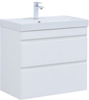 AQUANET Тумба с раковиной Слим 80 2 ящ. цв.белый сатин AQUANET-348181