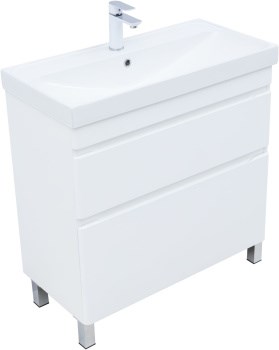 AQUANET Тумба с раковиной Слим 80 напольная 2 ящ. цв.белый сатин AQUANET-348182