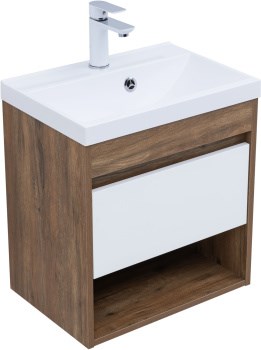 AQUANET Тумба с раковиной Тренд 50 цв. дуб рустикальный/белый сатин AQUANET-345808