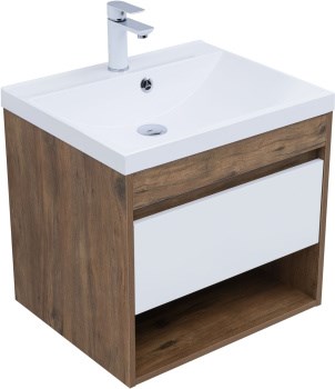 AQUANET Тумба с раковиной Тренд 58 цв. дуб рустикальный/белый сатин AQUANET-345809