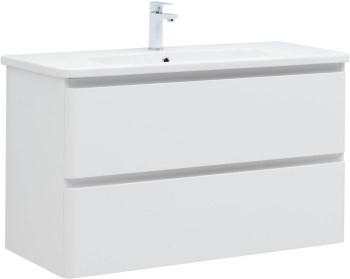 AQUANET Тумба с раковиной Эмбер 105 2 ящ. цв.белый матовый (раковина Urban) AQUANET-332498