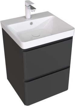 AQUANET Тумба с раковиной Эмбер 50 2 ящ. цв.черный матовый (раковина Urban) AQUANET-332506