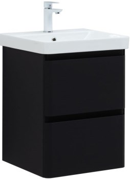 AQUANET Тумба с раковиной Эмбер 60 2 ящ. цв.черный матовый (раковина Luxury) AQUANET-332495
