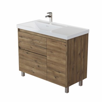 AQUANET Тумба под раковину Nova Lite 2.0 100 напольная, дуб рустикальный, левая AQUANET-346348