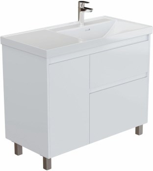 AQUANET Тумба под раковину Nova Lite 2.0 90 напольная, белый глянец, правая AQUANET-346338