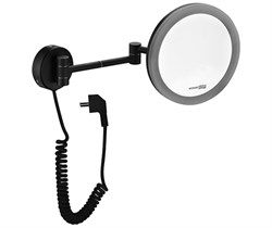 WASSERKRAFT K-1004BLACK Зеркало с LED-подсветкой, 3-х кратным увеличением - фото 36671
