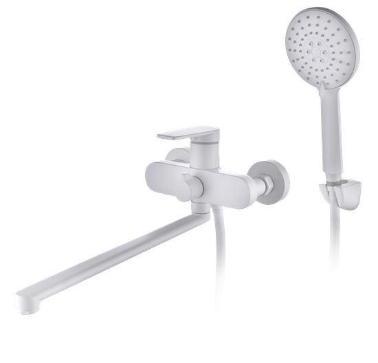 DK Смеситель для ванны с душем Bayern.F?rth DA1523308 длинный излив белый DA1523308