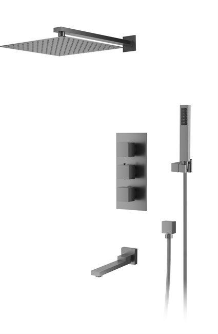 DK Душевая система для ванны и душа Bayern.Liszt DA2515606A04 встраиваемый термостатический с изливом серый графит DA2515606A04