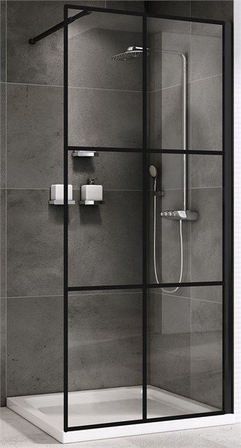 ABBER Immer Offen Душевая перегородка профиль - черный / стекло - прозрачное ширина 120 см AG62120B